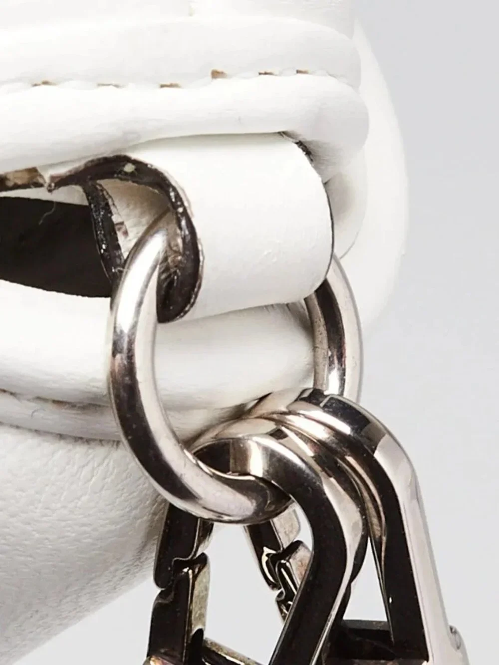 Gucci White Quilted Lambskin Leather Small Horsebit Chain Shoulder Bag